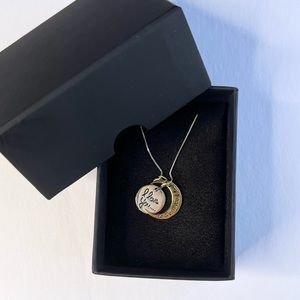 NWT Gold plated and sterling silver “I love you to the moon and back” necklace.